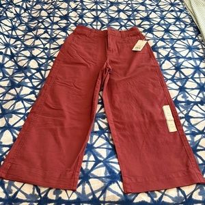 Red Wide Leg Cropped Pants